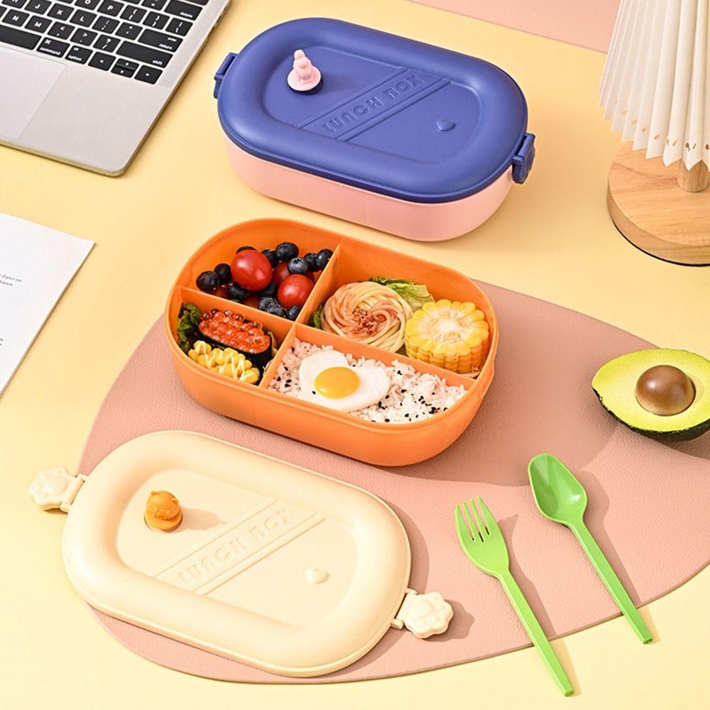 

Microwavable Lunch Box Leakproof Picnic Fresh Box Easy-to-Clean Food Storage Container Camping Orange&Beige