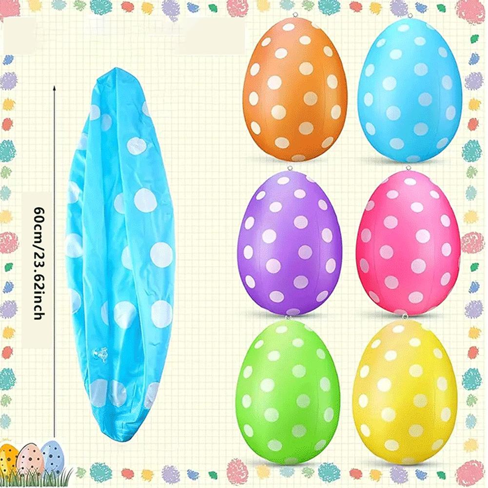 Easter Inflatable Egg Balloon DIY PVC Egg Ornament Wear Resist Colored Egg Balloon for Outdoor Garden Yard Lawn Pendant