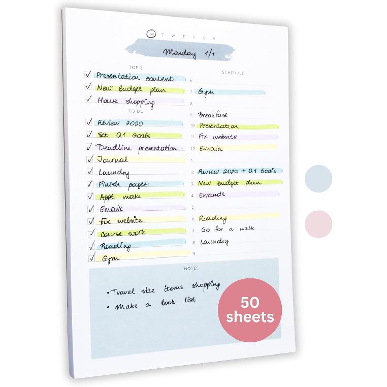 Lamare Daily To Do List Notepad – Daily Planner Undated, Work Planner and Things To Do Notepad for Productivity синий
