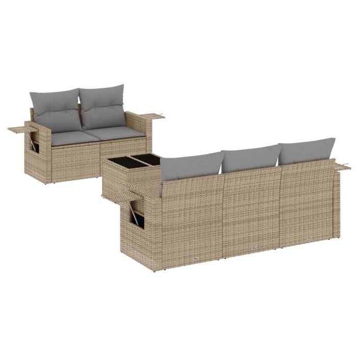 VidaXL Garden Lounge Set with Cushions 6 Pcs, Patio Sofas, Furniture Set, Outdoor Terrace Furniture, Beige 3252236