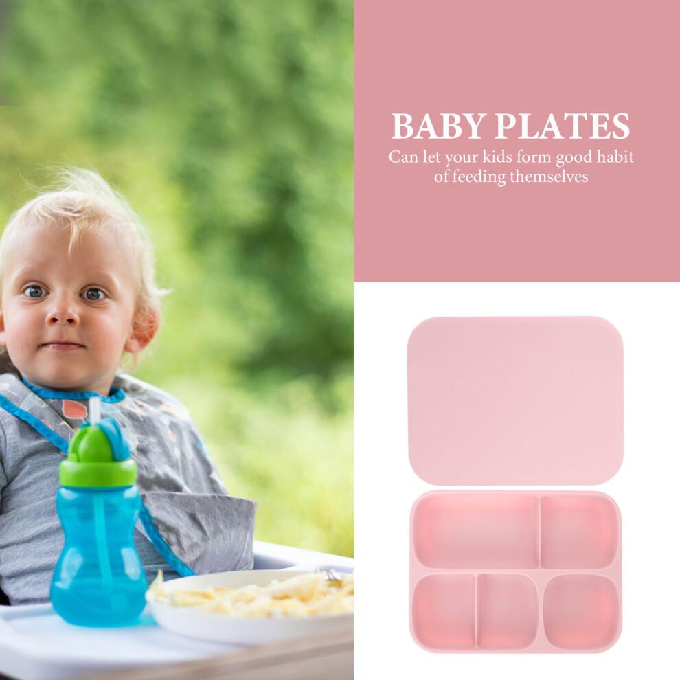 Ensemble de assiettes en silicone rose facile à nettoyer pour tout-petits 1 jeu
