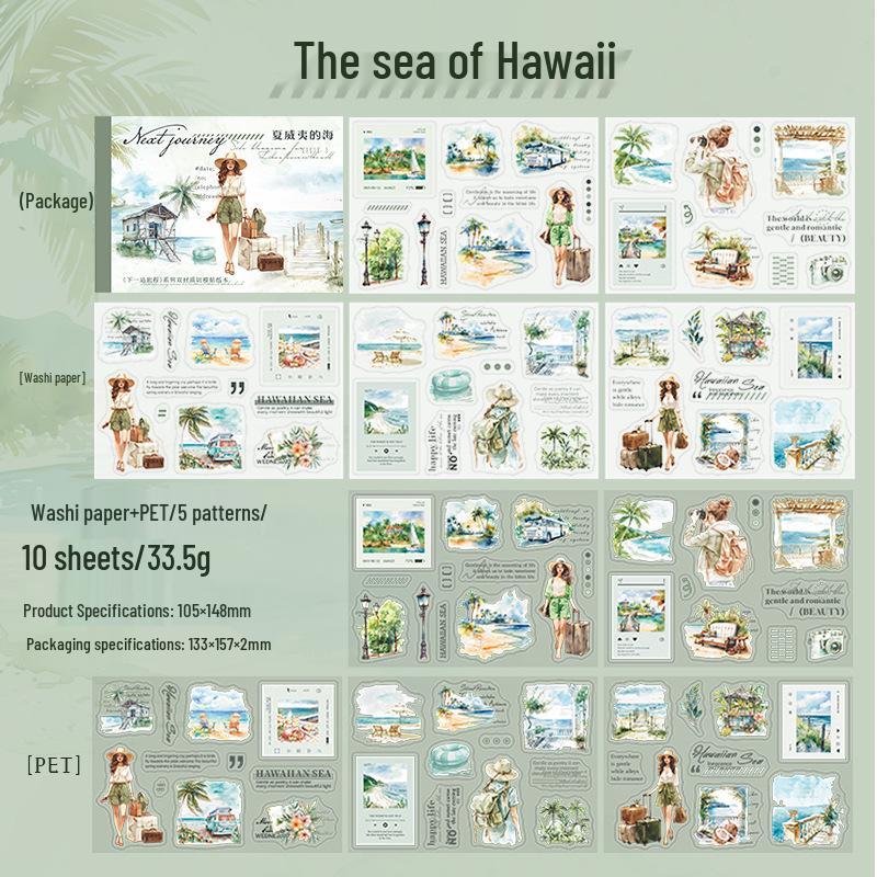 Retro Travel Scenery & Floral Die-cut Sticker Book for Journal Decoration