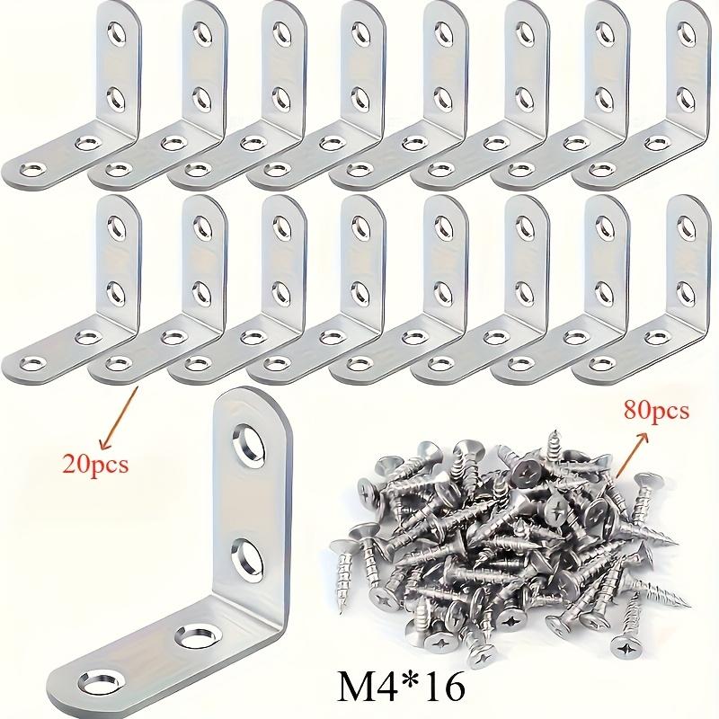 Stainless Steel L-Bracket Set - 1.57x1.57 Inch Angle Iron Fixtures for Wood Shelves, Chairs, Tables, Dressers