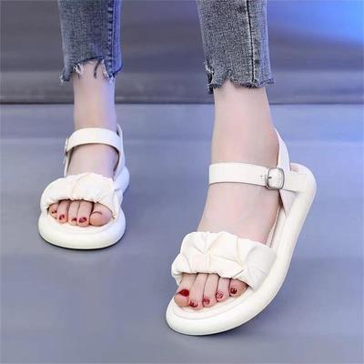 Fairy Style Sandals Women's 2025 New Summer Wear with Skirt One Word with Sandals Soft Sole Beach Shoes Open Toe