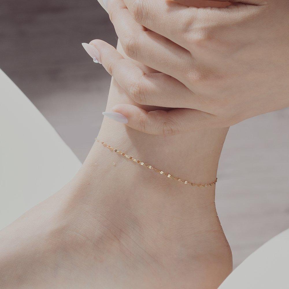 14K Glossy Single Chain Anklet W