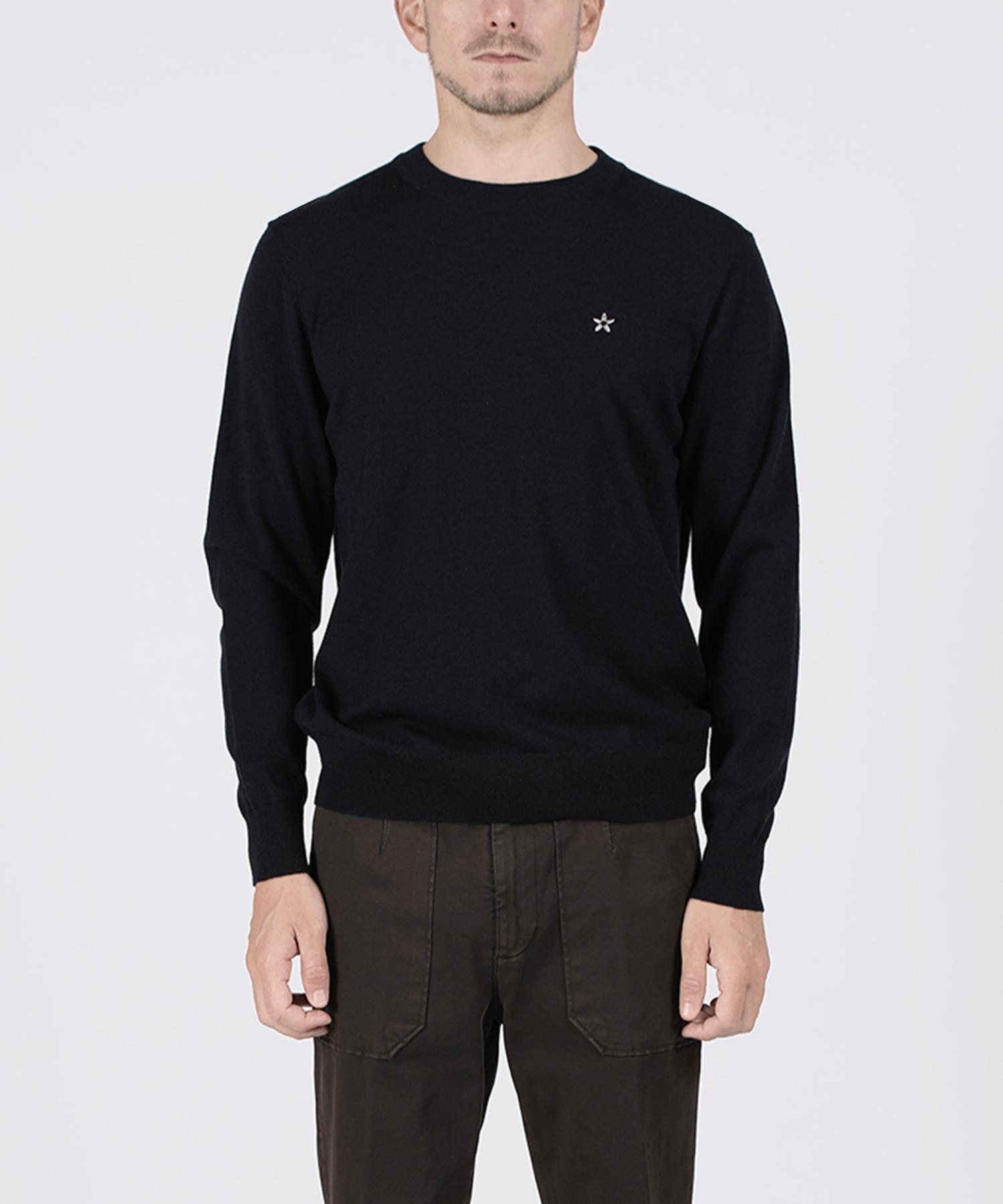 Panicalle Navy Wool Blend Crew Knit Ivory/Xl