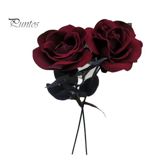 

2 шт., украшение из искусственных цветов на Хэллоуин, реалистичный букет из кровавых роз, искусственные цветы для фестивалей с привидениями, вечеринок, домашнего декора темно-красного