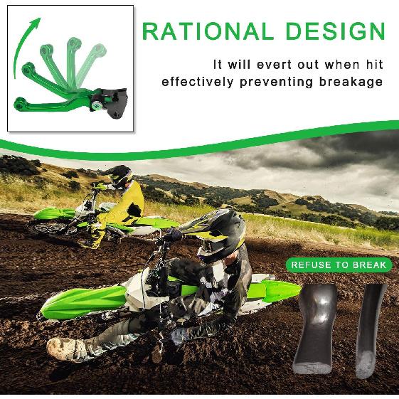Motorcycle Brake Clutch Lever Pivot Levers Set Adjustable CNC for KX250F KX450F 2013-2018 KX250 2019-2020 Dirt Bike Green