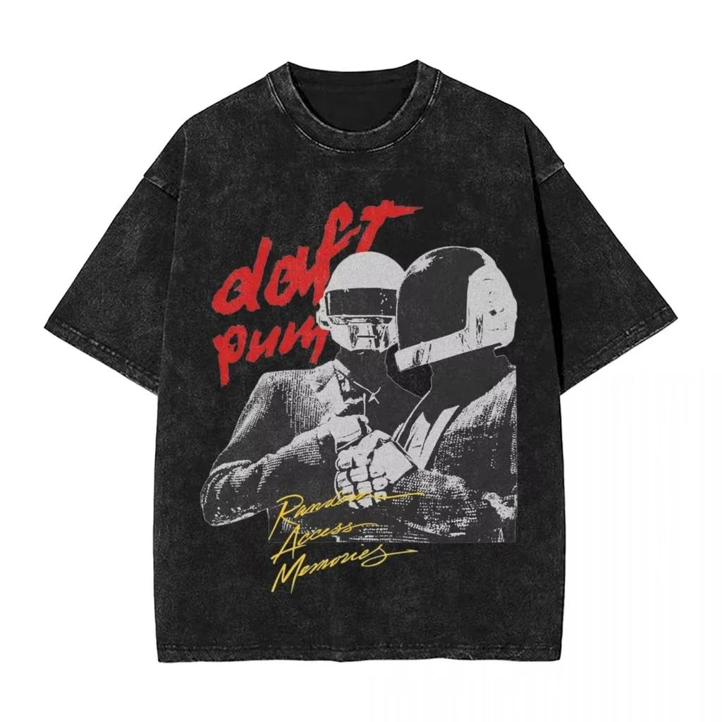 Letní retro vodou prané vintage tričko Daft Punk hip-hop Harajuku street style volné ležérní krátký rukáv pro muže a ženy