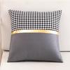 Square Pillow Case Houndstooth Solid Color Golden Strap Splicing Thickened Sofa Bed
