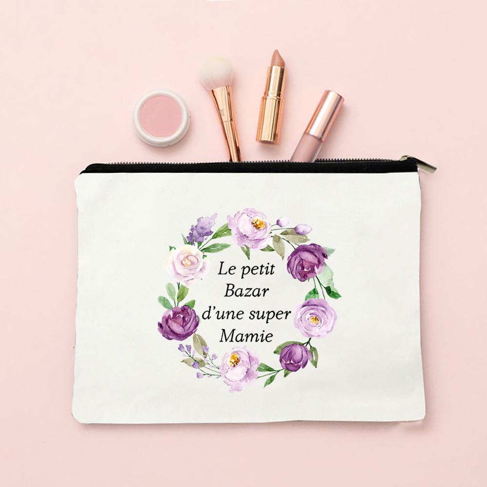 Super Mamie French Printed Makeup Bags Women Cosmetic Case Travel Toiletries Organizer Female Wash Storage Pouches Grandma Gifts