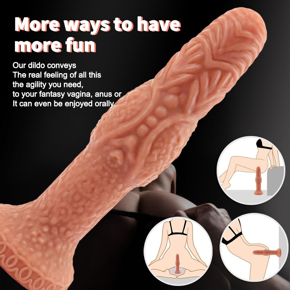Großer doppelschichtiger Dildo aus Flüssigsilikon mit Kieselgel, strukturierten Adern und doppelter Dichte für lebensechte Empfindungen – wasserdichtes Design
