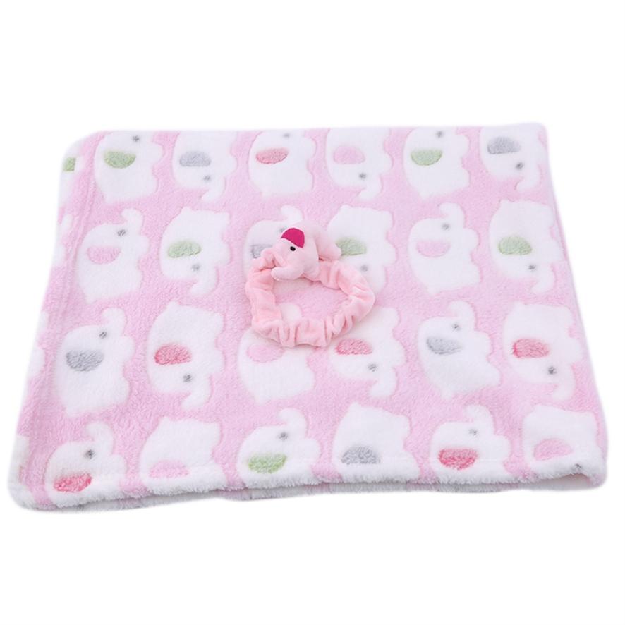 Cute Cartoon Baby Elephant Air Conditioning Blanket Coral Fleece Pillow Quilt Dual-use Elephant Baby Quilt Blanket розовый