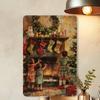 Vintage Christmas Metal Tin Sign Retro Holiday Wall Art Decor