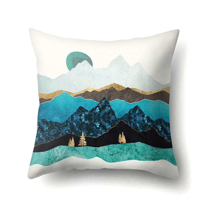 Polyester Pillow Cover Mountain Print Pillow Cover Waist Cushion Cover Car Cushion Head Cushion Cover Premium Durable
