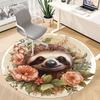 1pc Sloth Floral Print Carpet for Office Non-Slip, Round Carpet, Soft & Comfortable, Carpet for Office, Lightweight Round Floor Mat
