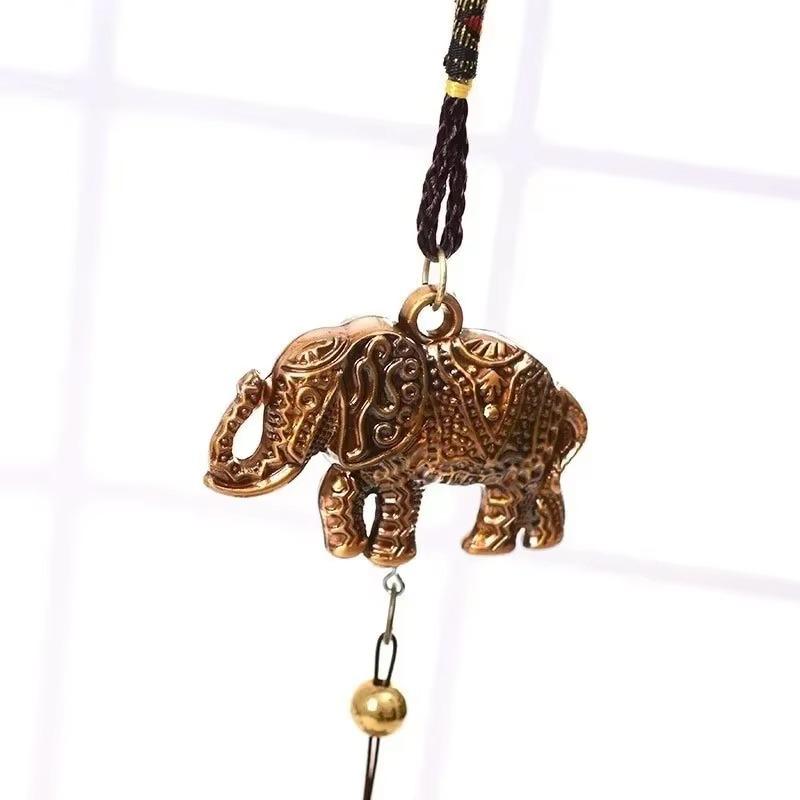 Crafts Room Decoration Vintage Metal Wind Chime Double Fish Elephant Pendant Home Decoration Wind Chime Pendant Metal Wind Chime
