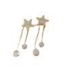 Korean Design Five - Pointed Star Tassel Earrings , Chic Fashion Drop Earrings for Women , Gold Alloy