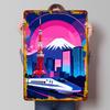 Tokio Stadtlandschaft Mit Hochgeschwindigkeitszug Poster Individuelle Wandkunst Vintage Metallschilder Retro Blechschild für Man Cave Dekoration Gaming
