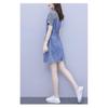Plus Size Women Summer Fashion Denim Dress Casual Washed Patchwork Design Fat Ladies Clothing