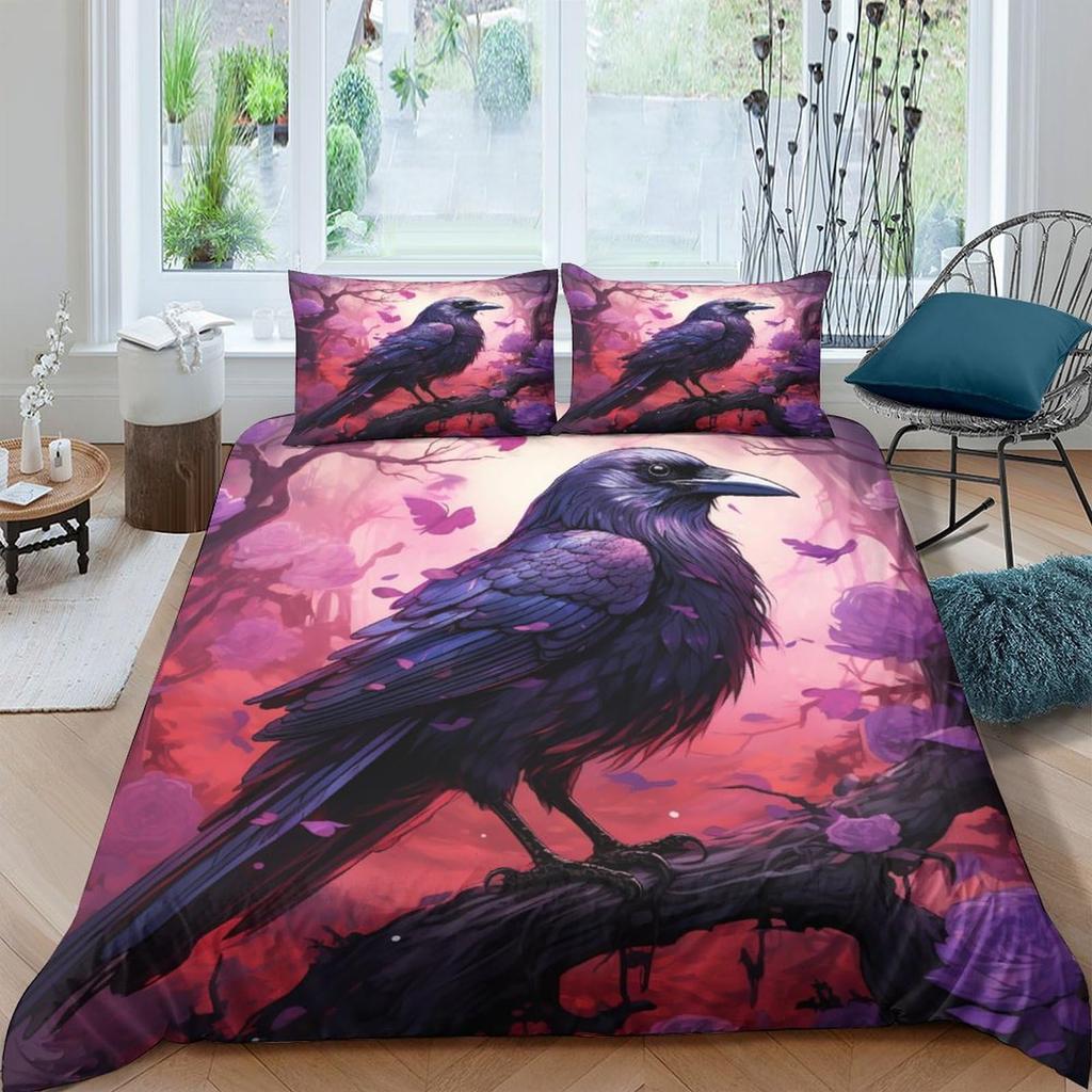 Raven Duvet Covers For Boys Men Quilt Covers Queen Size Lightweight Down Bedroom Decor 2 Pillowcases 1 Duvet Cover No Comforter
