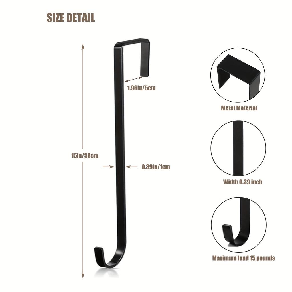 Einzigartiger 14,96 Zoll Metall-Türhaken für Halloween, Weihnachten, Ostern, Dekoration, Schwimmbad, Kranz, Futterstelle, flacher Haken, Vogelbadhaken