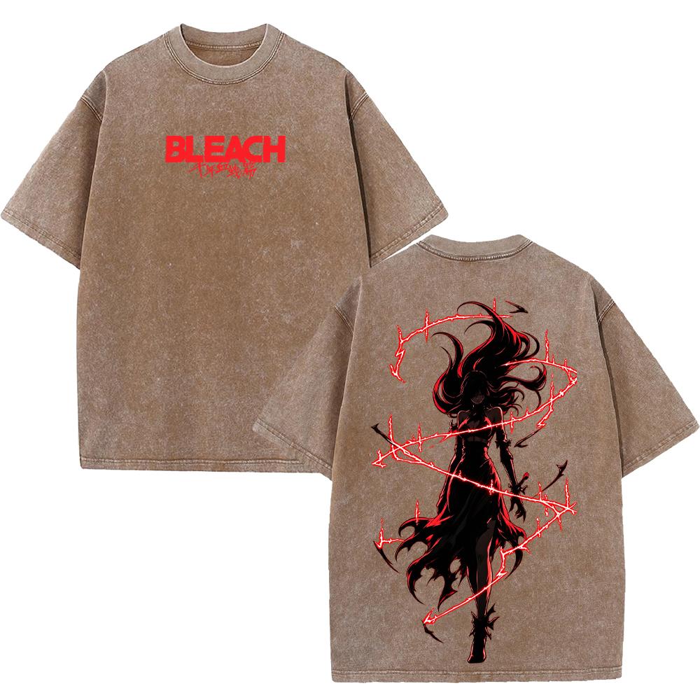 BLEACH Anime Orihime Inoue T-shirt Fashion Vintage Washed Oversized T Shirt Men Women Clothing Short Sleeve 100% Cotton Tee Top