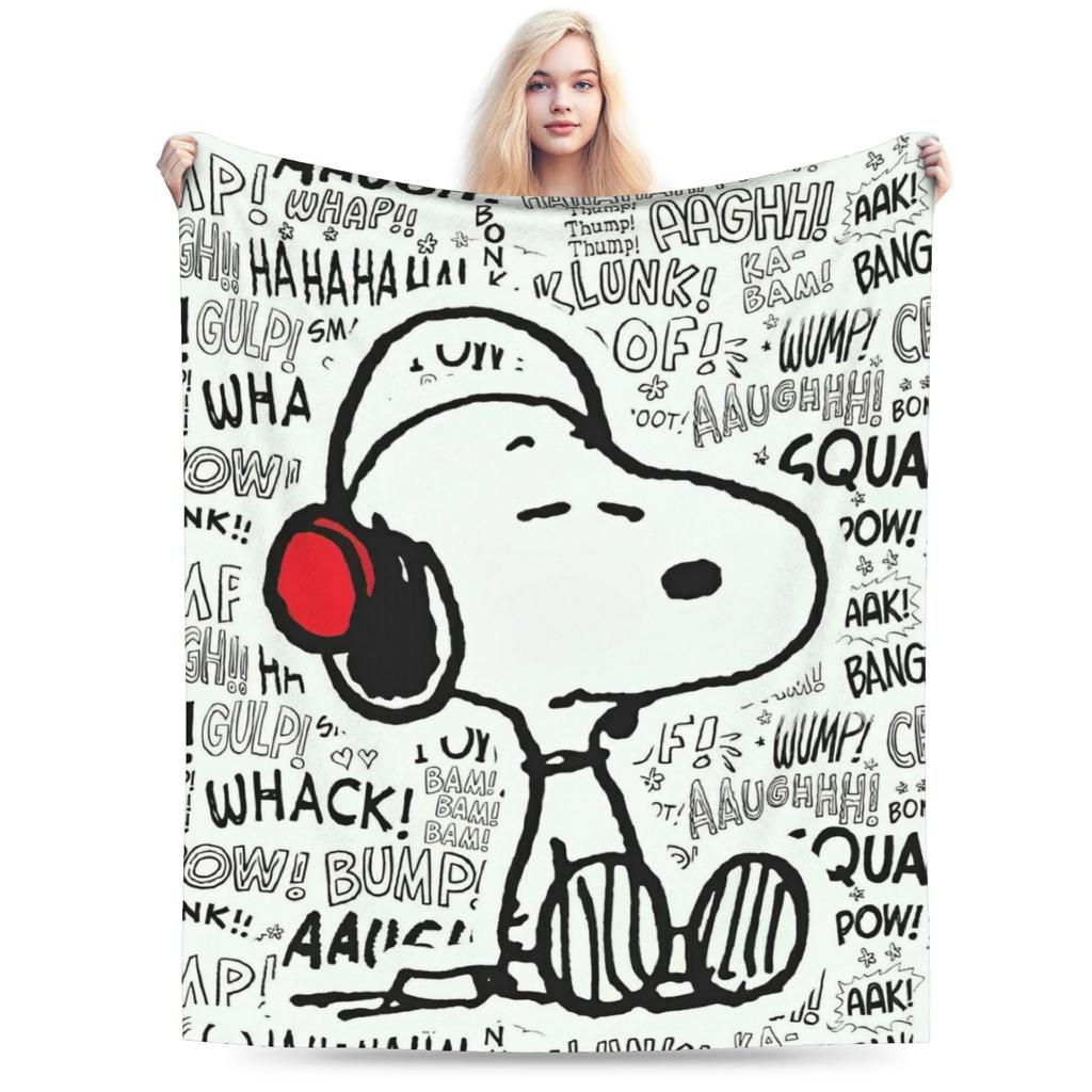 Snoopy & Woodstock Pattern Blankets Fleece Funny Soft Throw Blankets for Bedspread Winter
