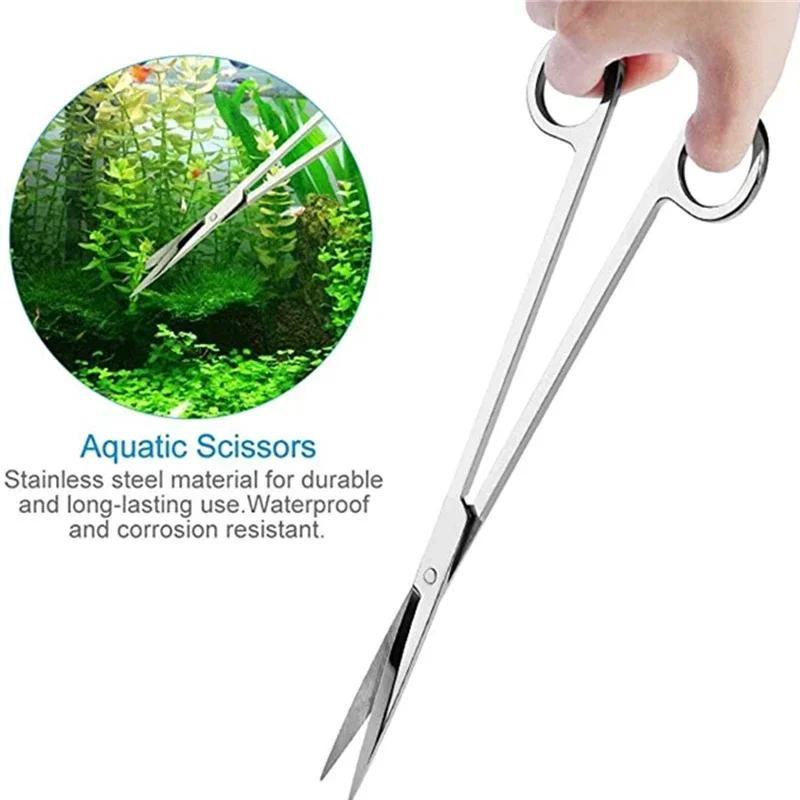 Aquarium Tools Set Scissor Tweezers Plants Wave Scissors Grass Stainless Cleaning Tools Fish Tank Shovels Aquarium Accessories