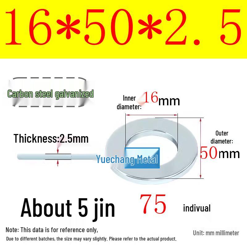 Galvanized Iron Flat and Square Washer Set - Thick, Enlarged, Extra Large, and Special Shapes