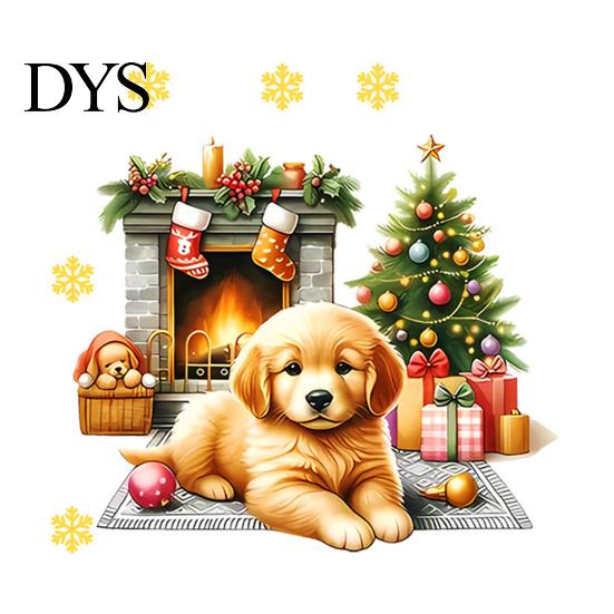 Reusable Holiday Window Art Christmas Cute Puppy Wall Stickers, PVC Waterproof Decals, Peel And Stick Animal Stickers Decor for Home Living