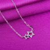 Trendy Silver-Plated Clavicle Necklace with Stone Stars - Cute Korean Jewelry, Perfect Birthday Gift