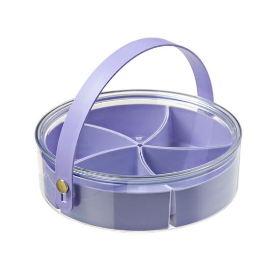 Dělený servírovací tác s rukojetí víka 5 přihrádková krabička na svačinu Přenosný bonbón Ovoce Ořechy Talíř na občerstvení Organizér Večírky Zábavné piknikové potřeby