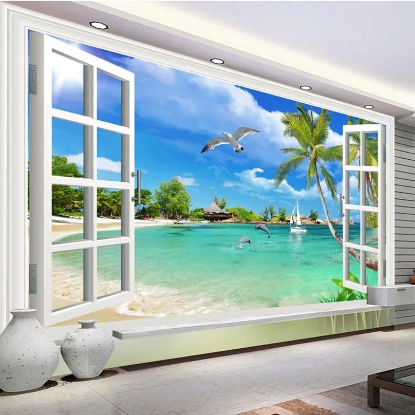 Southeast Asia Seascape Natural Scenery 3D Mural Wall Painting Room Home TV Sofa Background Wall Wallpaper Art Home Decoration