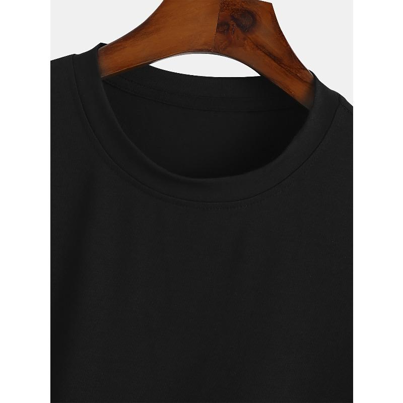 Tamanho Europeu Camiseta Masculina de Verão com Estampa Manga Curta Top