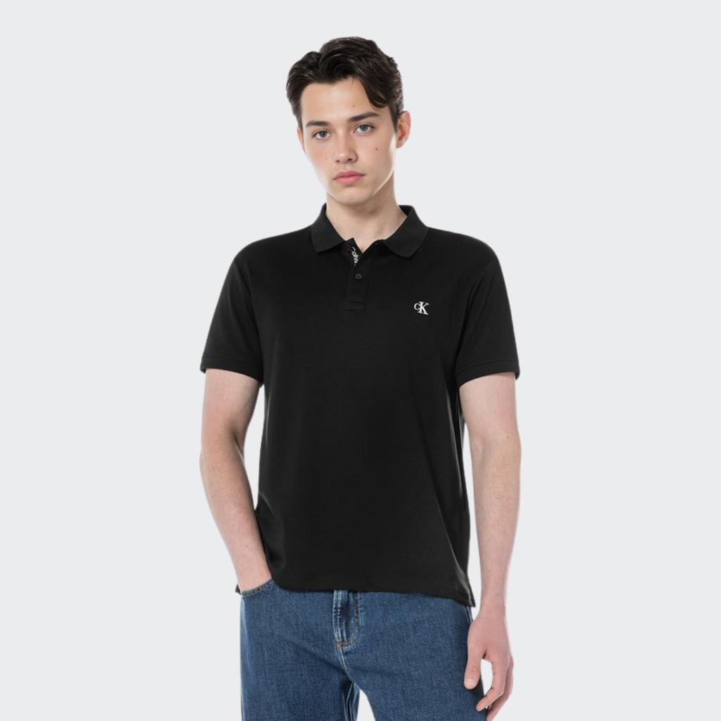Calvin Klein Jeans Business Casual Embroidered Logo Short Sleeve Polo Shirt Men Polo Shirts Space-Black J324246BEH