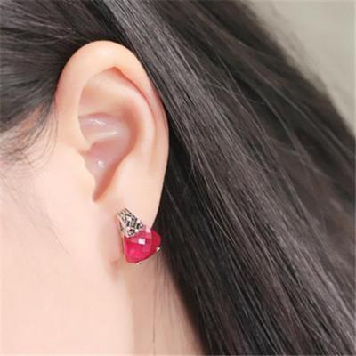 Classic Ruby Earings Stud Exquisite and High Grade Red Gem Cut Earrings for Women Fashionable New In Party Jewelry Gift