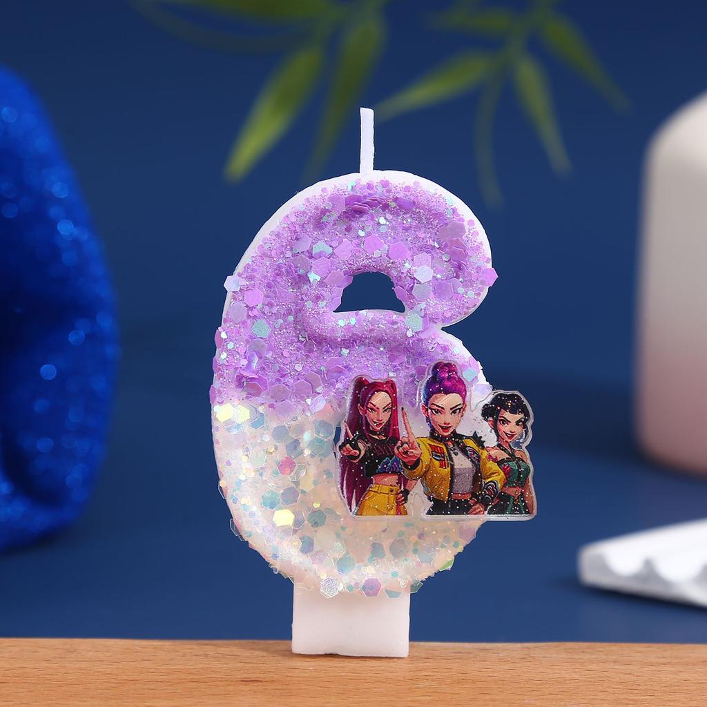 NEW Demon Hunters Digital Candle Cake Decoration KPop Numi Mira Zoe Digital Candle Cake Top Birthday party cake decoration