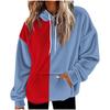 Unisex Color Block Hoodie with Pockets - Long Sleeve Flannel Pullover