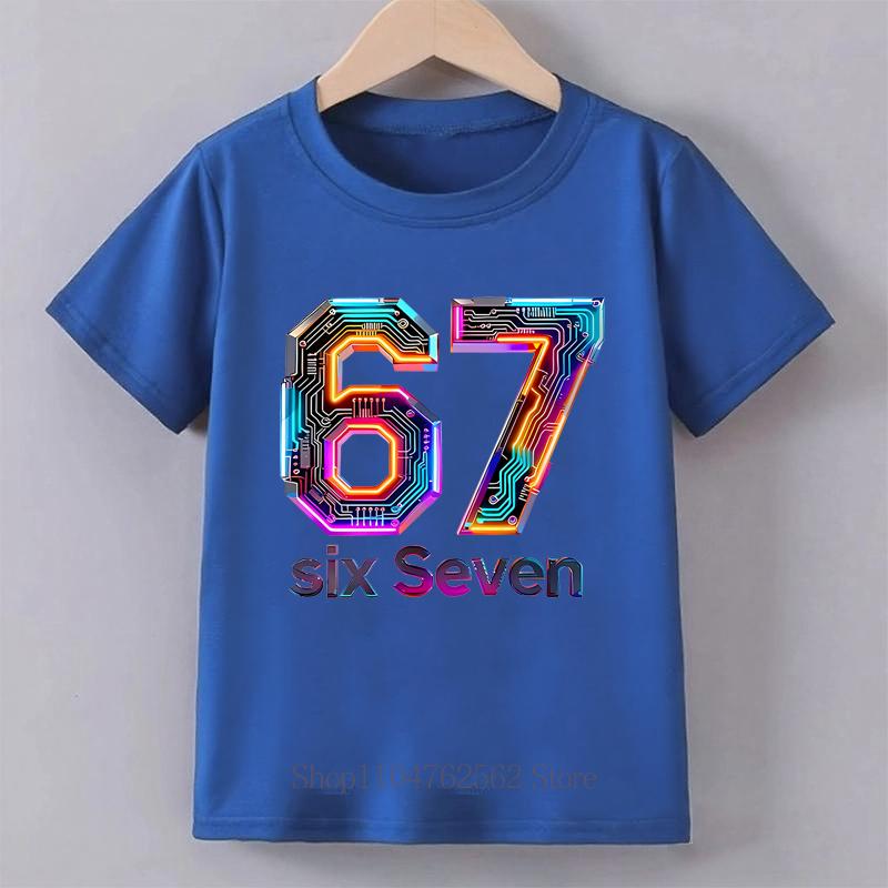 Children's Clothing Six Seven Print T-shirt Summer Girls Boys Punk Casual Fashion Tops Kids Colorful O-Neck Short Sleeve T-shirt