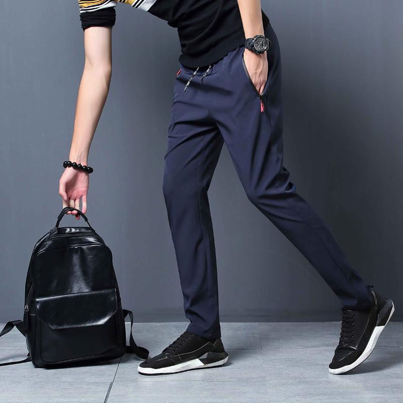 Korean Style Mens Slim Fit Black Joggers - Spring/Autumn Trend