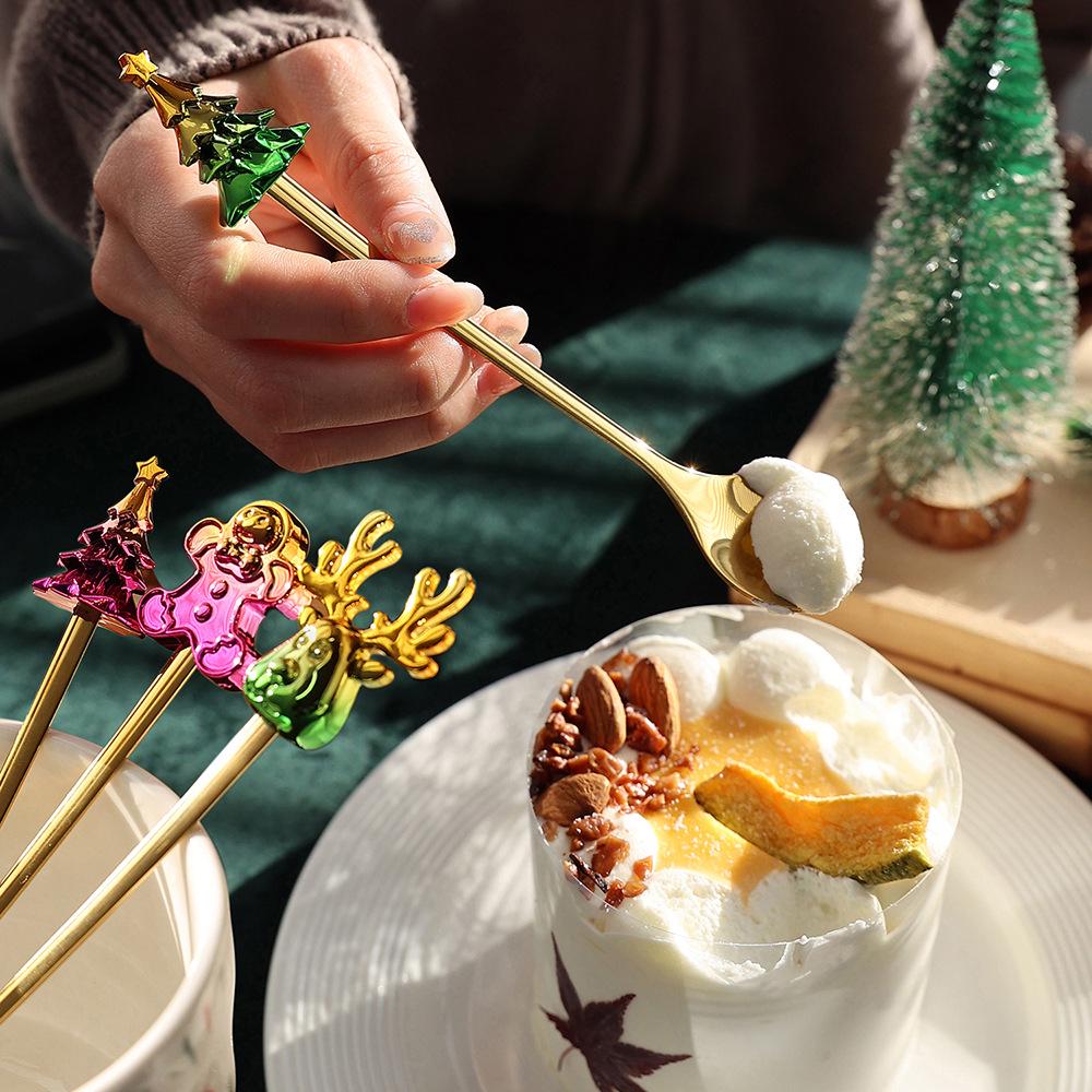 Cartoon Christmas Stainless Steel Cutlery Set: Colorful Spoon & Fork