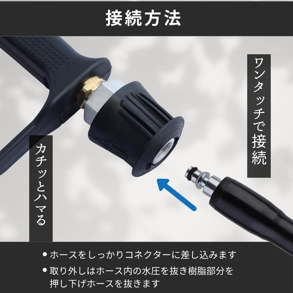 BORUBIKA Short Gun for Bosch and Kyocera High-Pressure Washers - One-Touch Hose Compatible, 5-Stage Multi-Spray (0-65°C) Adjustable.