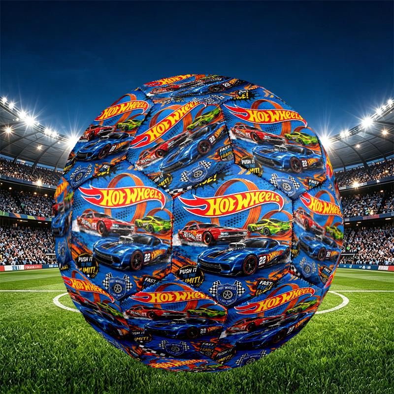 Hot Wheels Print Size 5 Soccer Ball, PU Wear Resistant Football for Match Training and Daily Practice, Birthday Gift for Soccer Fans