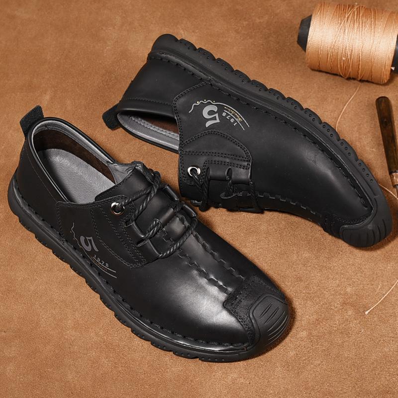 Herre Ekte Skinn Retro Stor Størrelse Ultralett Håndlagde Fritidssko Herre Høye Ankelstøvletter