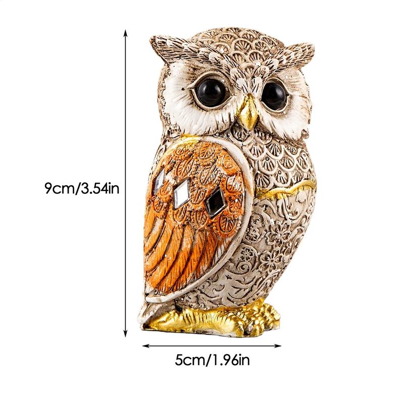 Owl Figurines Owl Garden Statue Handmade Resin Sculpture Ornaments Decoration Shelf Decor for Bathroom Desk Tabletop Living Room