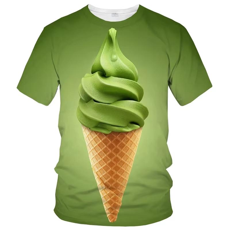 Ice Cream 3D Printing T-shirt Colorful Likeable Summer Clothing For T Shirt Men And Kids Funny Intersting Design 2024 New Tee