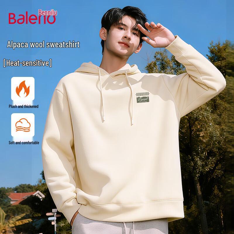 Baleno Men s Alpaca Fleece Lined Hooded Sweatshirt M
