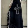 Women Y2K Snake Rhinestone Wide Leg Pants Loose Baggy High Waist Sweatpants with Sparkly Serpent Print Street Dance Casual Wear