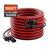 30.48m/100FT Solar Panel Extension Wire Female & Male Connectors 6mm²/10AWG Set of 2